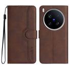 For vivo X200 Ultra Heart Pattern Skin Feel Leather Phone Case(Brown) - 1