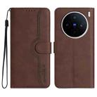 For vivo X200s Heart Pattern Skin Feel Leather Phone Case(Brown) - 1