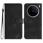 For vivo X200s Heart Pattern Skin Feel Leather Phone Case(Black) - 1