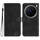 For vivo X200 Pro Heart Pattern Skin Feel Leather Phone Case(Black) - 1