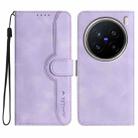For vivo X200 Pro Heart Pattern Skin Feel Leather Phone Case(Purple) - 1