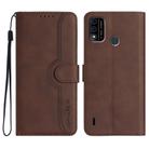 For Itel A48 Heart Pattern Skin Feel Leather Phone Case(Brown) - 1