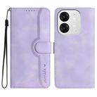 For Itel A80 Heart Pattern Skin Feel Leather Phone Case(Purple) - 1