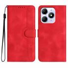 For Itel A90 Heart Pattern Skin Feel Leather Phone Case(Red) - 1