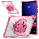 For Samsung Galaxy Tab A9+ Rotation Grip Holder TPU Hybrid Clear PC Tablet Case(Red Rose) - 2