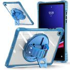 For Samsung Galaxy Tab A9+ Rotation Grip Holder TPU Hybrid Clear PC Tablet Case(Light Blue) - 2