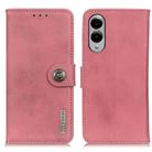 For Samsung Galaxy S25 Edge 5G KHAZNEH Cowhide Texture Horizontal Flip Leather Phone Case(Pink) - 1