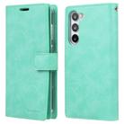 For Samsung Galaxy S25 5G GOOSPERY MANSOOR DIARY 9 Card Slots Leather Phone Case(Mint Green) - 1