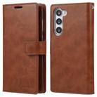 For Samsung Galaxy S25 5G GOOSPERY MANSOOR DIARY 9 Card Slots Leather Phone Case(Brown) - 1