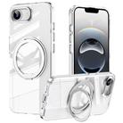For iPhone 16e Frosted 360 Degree MagSafe Magnetic Holder Phone Case(Silver) - 1
