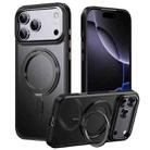 For iPhone 17 Pro Max Frosted 360 Degree MagSafe Magnetic Holder Phone Case(Black) - 1