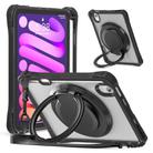 For iPad mini 2024 / mini 6 Rotation Ring Handle TPU Hybrid Clear PC Tablet Case(Black) - 1