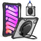 For iPad mini 2024 / mini 6 Rotation Ring Handle TPU Hybrid Clear PC Tablet Case(Black) - 2