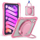 For iPad mini 2024 / mini 6 Rotation Ring Handle TPU Hybrid Clear PC Tablet Case(Red Rose) - 2