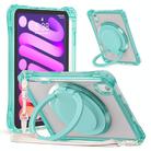 For iPad mini 2024 / mini 6 Rotation Ring Handle TPU Hybrid Clear PC Tablet Case(Light Green) - 1