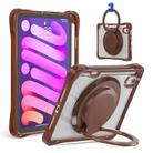 For iPad mini 2024 / mini 6 Rotation Ring Handle TPU Hybrid Clear PC Tablet Case(Chocolate) - 2