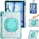 For iPad Air 13 2024 / 2025 Rotation Ring Handle TPU Hybrid Clear PC Tablet Case(Light Green) - 2