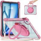 For iPad Air 11 2025 / 2024 / Pro 11 2022 Rotation Ring Handle TPU Hybrid Clear PC Tablet Case(Red Rose) - 1