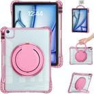 For iPad Air 11 2025 / 2024 / Pro 11 2022 Rotation Ring Handle TPU Hybrid Clear PC Tablet Case(Red Rose) - 2