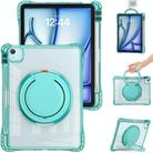 For iPad Air 11 2025 / 2024 / Pro 11 2022 Rotation Ring Handle TPU Hybrid Clear PC Tablet Case(Light Green) - 2