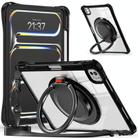 For iPad Pro 11 2024 Rotation Ring Handle TPU Hybrid Clear PC Tablet Case(Black) - 1