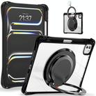 For iPad Pro 11 2024 Rotation Ring Handle TPU Hybrid Clear PC Tablet Case(Black) - 2