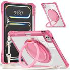 For iPad Pro 11 2024 Rotation Ring Handle TPU Hybrid Clear PC Tablet Case(Red Rose) - 1