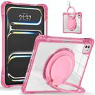 For iPad Pro 11 2024 Rotation Ring Handle TPU Hybrid Clear PC Tablet Case(Red Rose) - 2