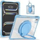 For iPad Pro 11 2024 Rotation Ring Handle TPU Hybrid Clear PC Tablet Case(Light Blue) - 2