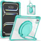 For iPad Pro 11 2024 Rotation Ring Handle TPU Hybrid Clear PC Tablet Case(Light Green) - 2