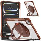 For iPad Pro 11 2024 Rotation Ring Handle TPU Hybrid Clear PC Tablet Case(Chocolate) - 1