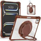 For iPad Pro 11 2024 Rotation Ring Handle TPU Hybrid Clear PC Tablet Case(Chocolate) - 2