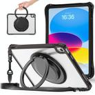 For iPad 2025 / 2022 Rotation Ring Handle TPU Hybrid Clear PC Tablet Case(Black) - 1