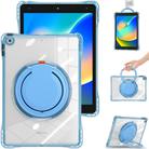 For iPad 10.2 2021 / 2020 / 2019 Rotation Ring Handle TPU Hybrid Clear PC Tablet Case(Light Blue) - 2