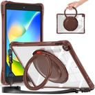 For iPad 10.2 2021 / 2020 / 2019 Rotation Ring Handle TPU Hybrid Clear PC Tablet Case(Chocolate) - 1