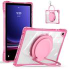 For Samsung Galaxy Tab A9+ Rotation Ring Handle TPU Hybrid Clear PC Tablet Case(Red Rose) - 2