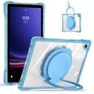 For Samsung Galaxy Tab A9+ Rotation Ring Handle TPU Hybrid Clear PC Tablet Case(Light Blue) - 2