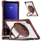 For Samsung Galaxy Tab A9+ Rotation Ring Handle TPU Hybrid Clear PC Tablet Case(Chocolate) - 1