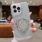 For iPhone 15 Pro Max Mirror Holder Glitterr MagSafe Phone Case(Silver) - 1