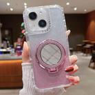 For iPhone 15 Plus Mirror Holder Glitterr MagSafe Phone Case(Pink) - 1