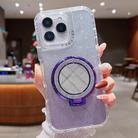 For iPhone 11 Pro Max Mirror Holder Glitterr MagSafe Phone Case(Purple) - 1