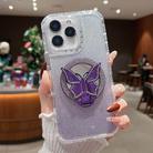 For iPhone 11 Pro Max Mirror Butterfly Holder Glitterr MagSafe Phone Case(Purple) - 1