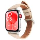 For Huawei Watch Fit 3 Metal Connector Heart-Shaped Embossed Leather Watch Band(Apricot) - 1