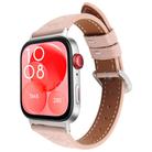For Huawei Watch Fit 3 Metal Connector Heart-Shaped Embossed Leather Watch Band(Pink) - 1
