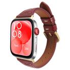 For Huawei Watch Fit Metal Connector Heart-Shaped Embossed Leather Watch Band(Wine Red) - 1