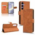 For Samsung Galaxy S25+ 5G Skin Feel Magnetic Flip Leather Phone Case(Brown) - 1