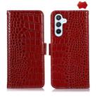 For Samsung Galaxy S25 FE 5G Crocodile Top Layer Cowhide Leather Phone Case(Red) - 1