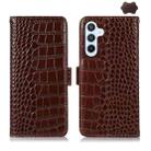 For Samsung Galaxy S25 FE 5G Crocodile Top Layer Cowhide Leather Phone Case(Brown) - 1