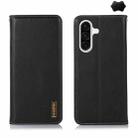For Samsung Galaxy S25 FE 5G KHAZNEH Nappa Top Layer Cowhide Leather Phone Case(Black) - 1