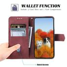 For iPhone 16e TTUDRCH Embossed Line Splicing Leather Phone Case(Wine Red) - 3